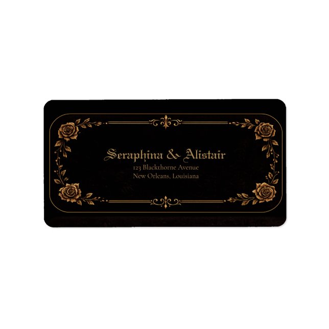 Étiquettes d'adresse de mariage gothique foncé élé (Devant)
