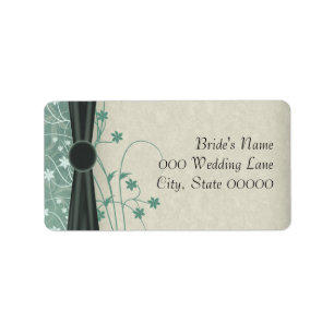 Étiquettes d'adresse de mariage vert et blanc cass