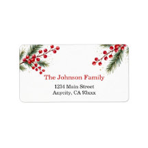 Étiquettes d'adresse de Noël Branches de sapin Bai