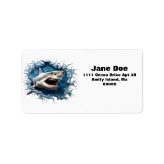 étiquettes d'adresse de retour 3D Great White Shar