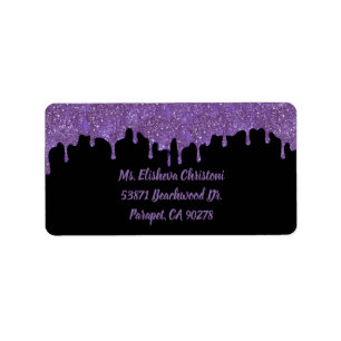 Étiquettes d'adresse de retour 80s violet et noir
