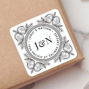 Étiquettes d'adresse de retour à feuillage baroque