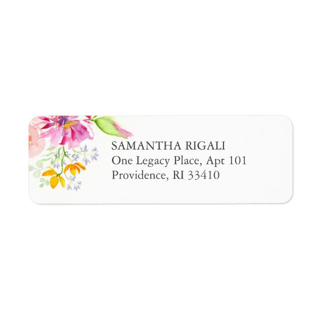 Étiquettes d'adresse de retour Aquarelles Florales (Devant)