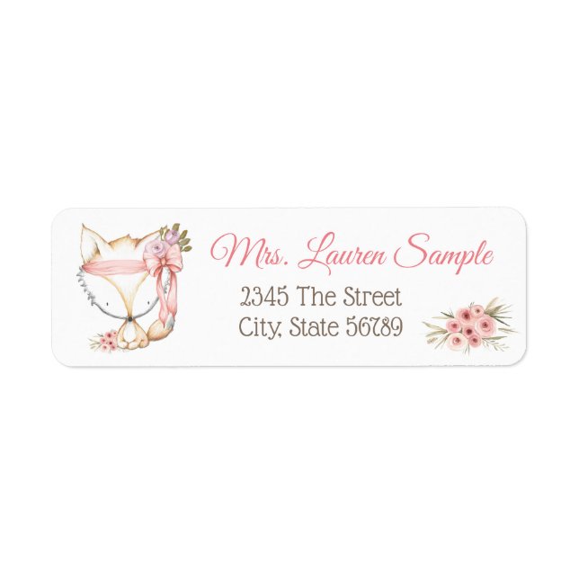 Étiquettes d'adresse de retour Baby shower Fille F (Devant)