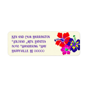 Étiquettes d'adresse de retour Bold Hibiscus Ecru