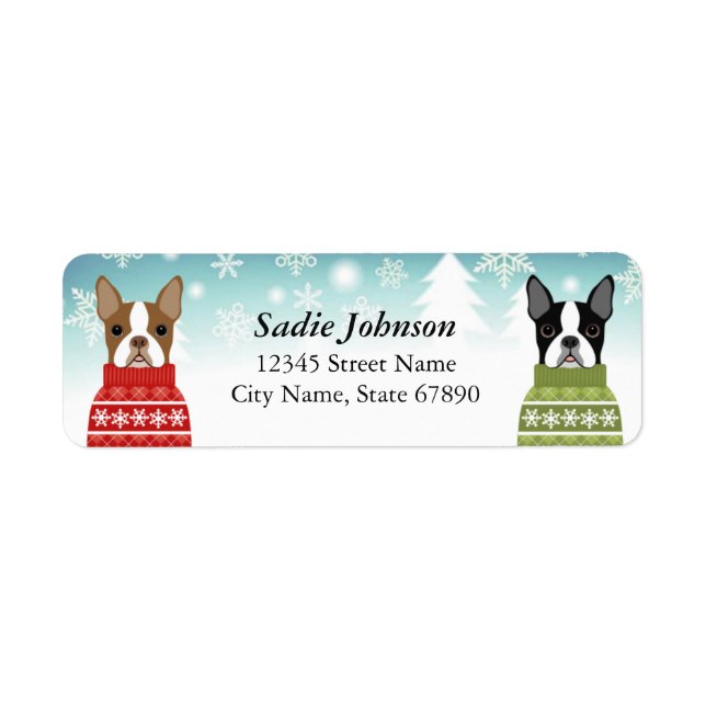 Étiquettes d'adresse de retour Boston Terrier (Devant)