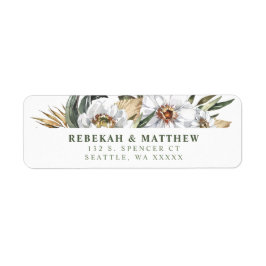 Étiquettes d'adresse de retour botaniques blanches