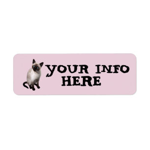 ÉTIQUETTES D'ADRESSE DE RETOUR CAT ART SIAMESE