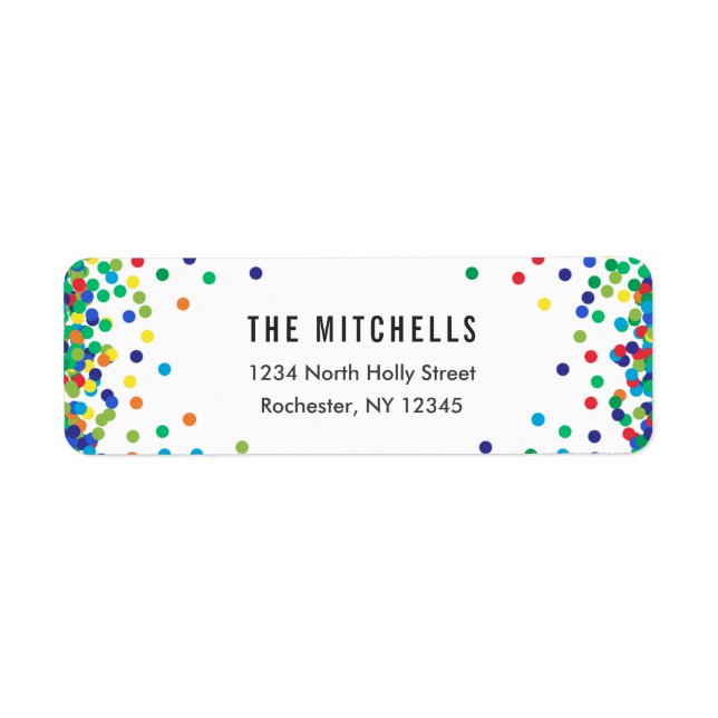 Étiquettes d'adresse de retour colorées | Annivers (Devant)