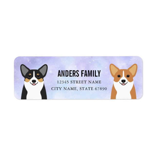 Étiquettes d'adresse de retour Corgi (Devant)