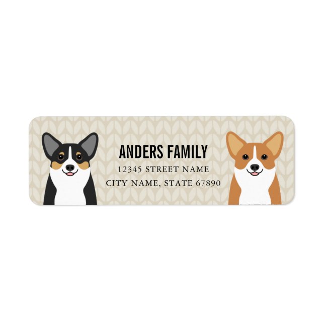 Étiquettes d'adresse de retour Corgi (Devant)