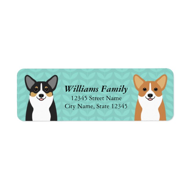 Étiquettes d'adresse de retour Corgi (Devant)