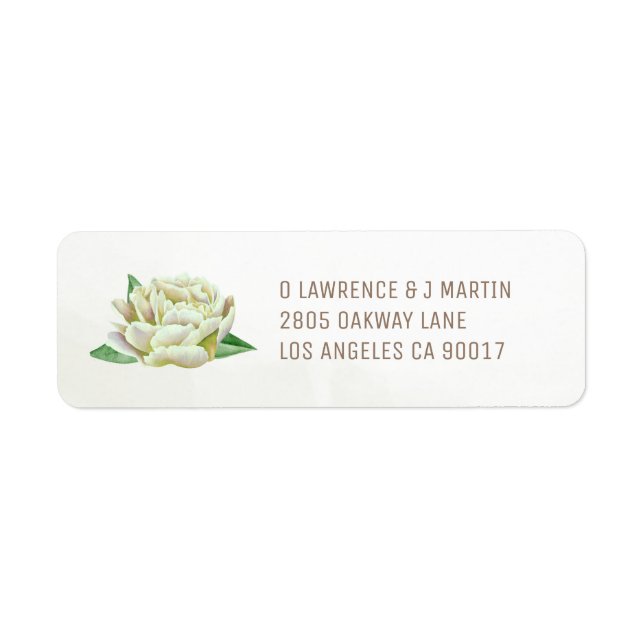 Étiquettes d'adresse de retour Cream Peony (Devant)