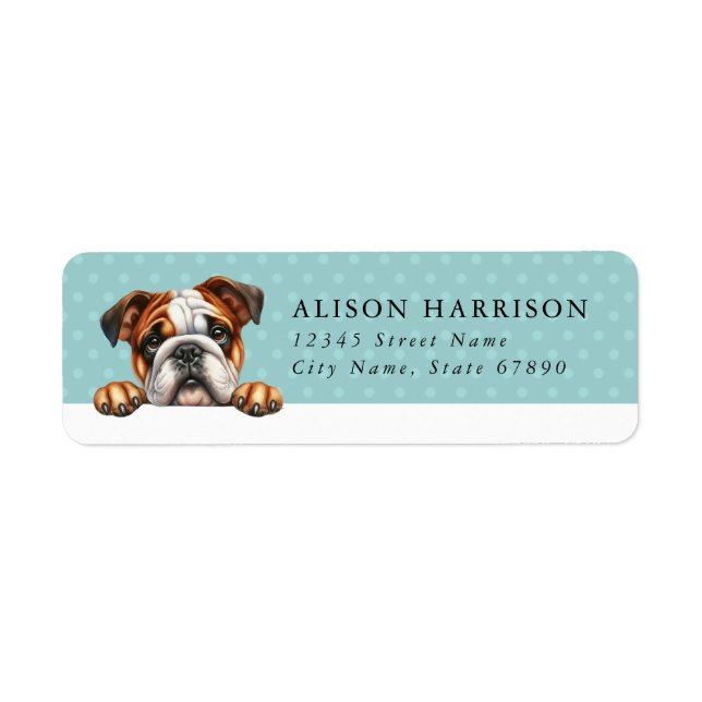 Étiquettes d'adresse de retour de Bulldog en angla (Devant)