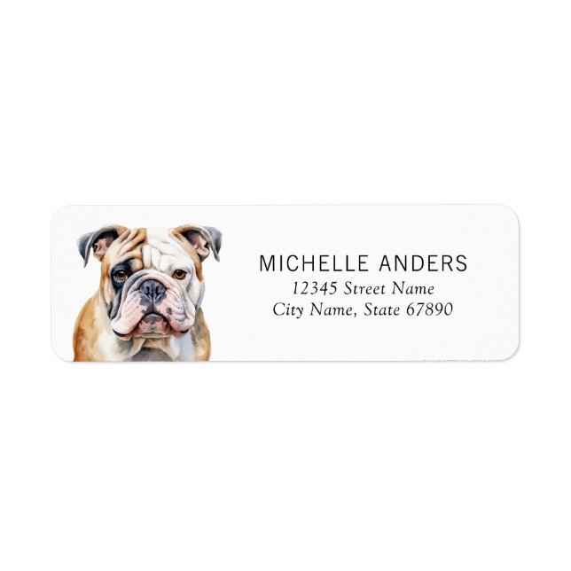 Étiquettes d'adresse de retour de Bulldog en angla (Devant)