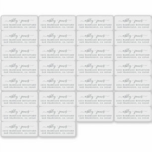 Étiquettes d'adresse de retour de calligraphie tra