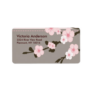 Étiquettes d'adresse de retour de cerise en fleur.