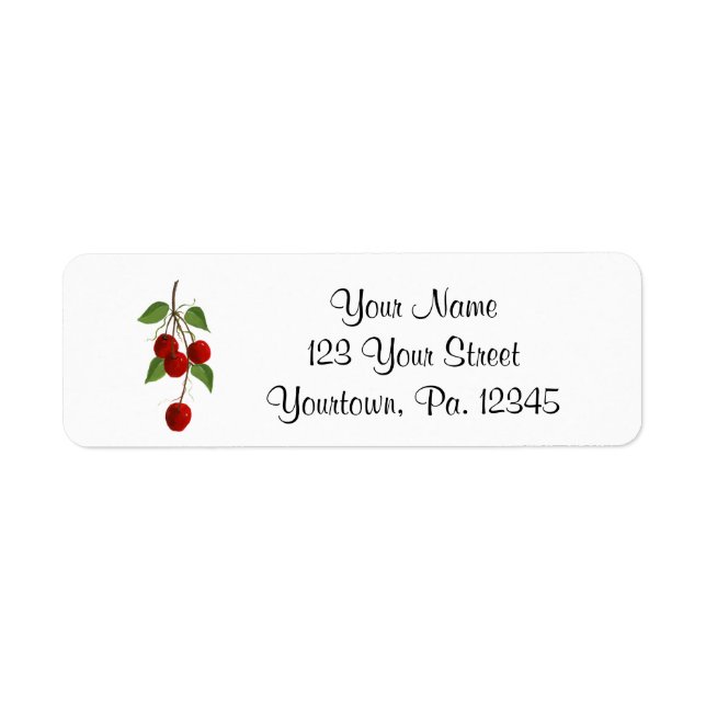 Étiquettes d'adresse de retour de cerises (Devant)