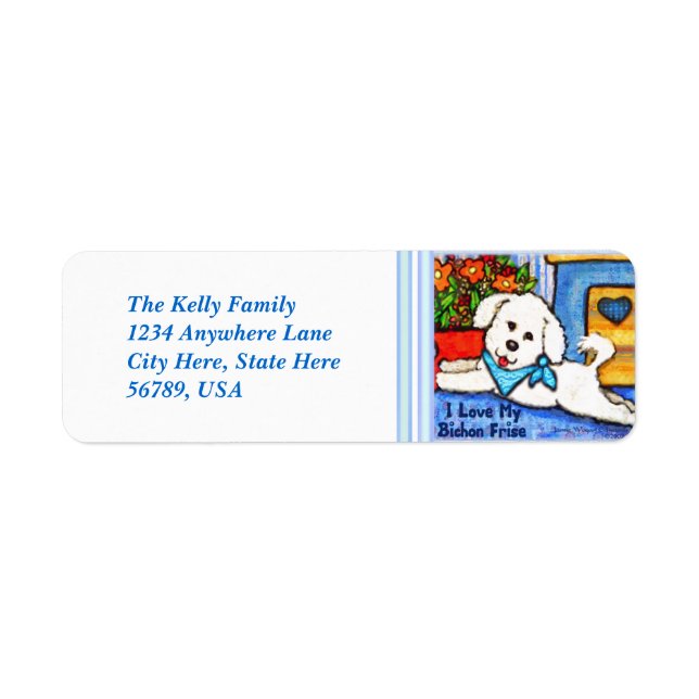 Étiquettes d'adresse de retour de chien Bichon Fri (Devant)