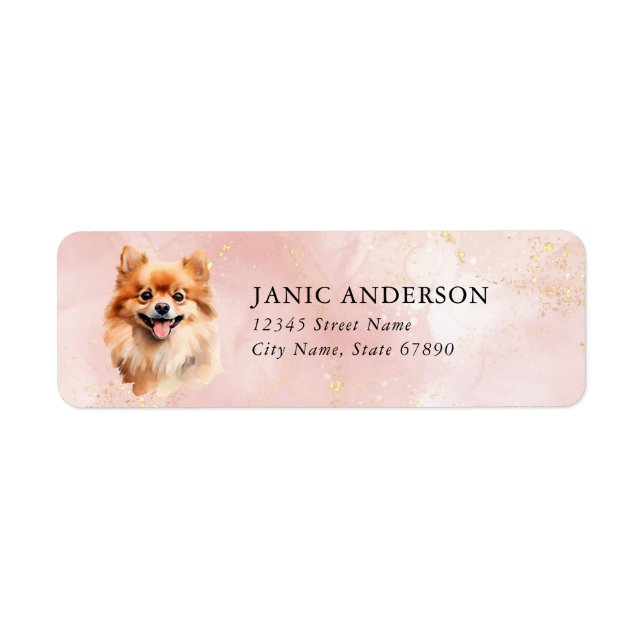 Étiquettes d'adresse de retour de chien de Poméran (Devant)