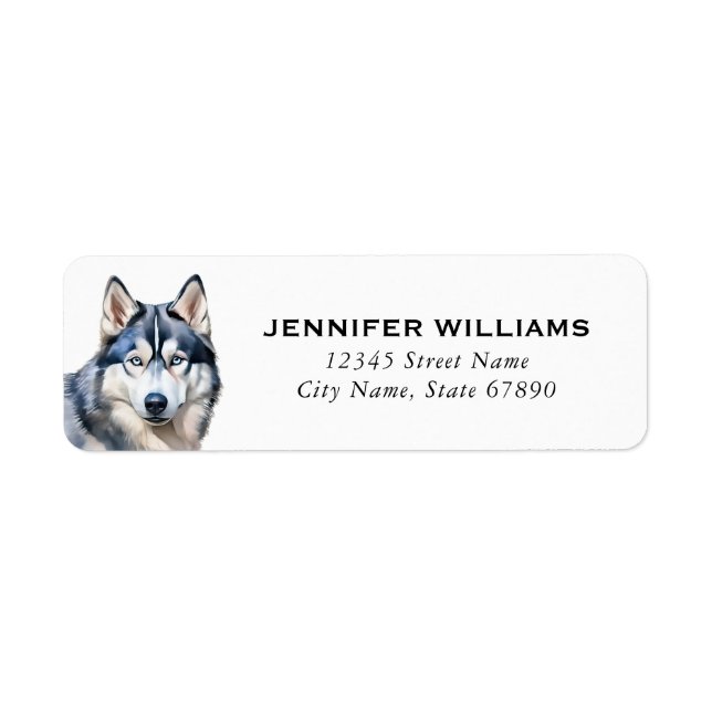 Étiquettes d'adresse de retour de chien Husky (Devant)