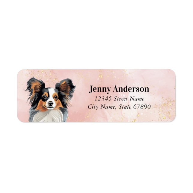 Étiquettes d'adresse de retour de chien Papillon (Devant)