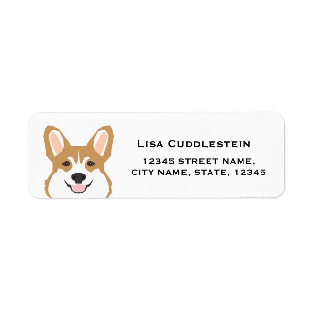 étiquettes d'adresse de retour de corgi - tête de  (Devant)