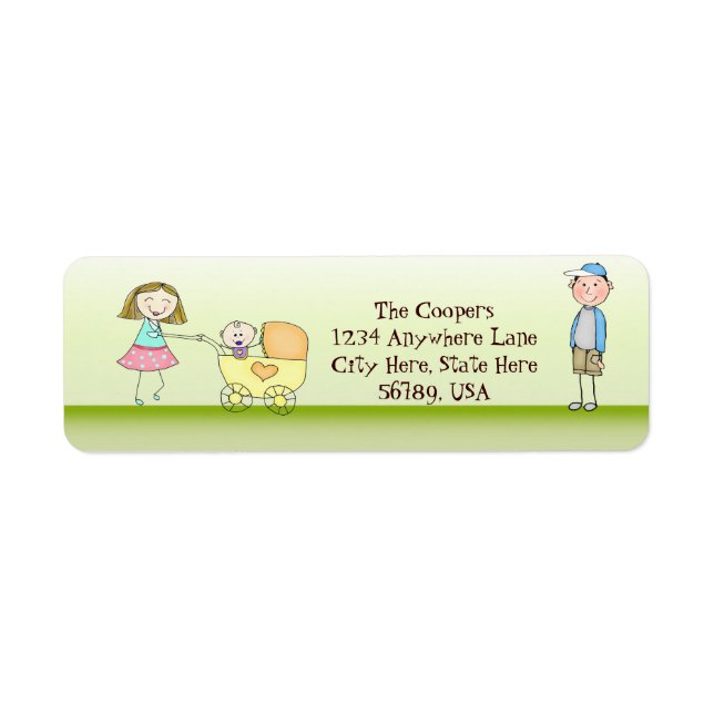 Étiquettes d'adresse de retour de famille mignonne (Devant)