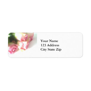 Étiquettes d'adresse de retour de fleurs rose