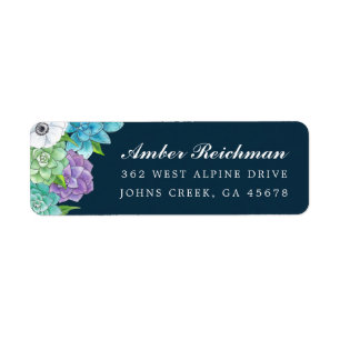 Étiquettes d'adresse de retour de fleurs Succulent