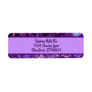 Étiquettes d'adresse de retour de gemmes violette