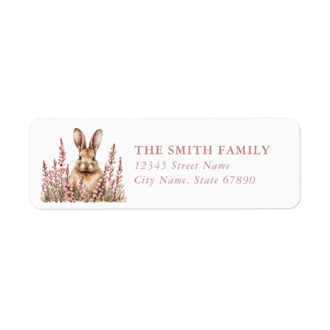 Étiquettes d'adresse de retour de lapin de Pâques (Devant)