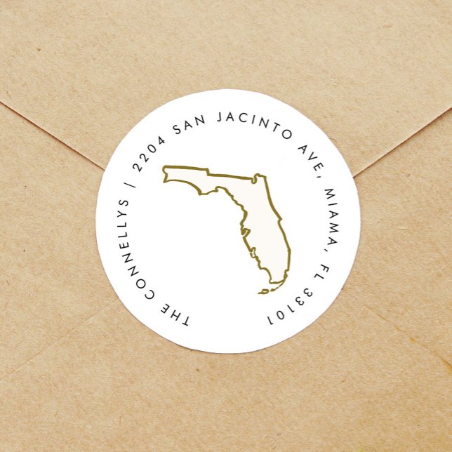 Étiquettes d'adresse de retour de l'État de Florid (Florida state illustration round sticker return address labels.)