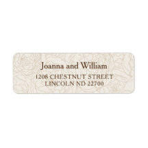 Étiquettes d'adresse de retour de mariage brun flo
