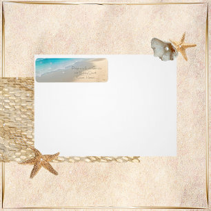 Étiquettes d'adresse de retour de mariage de plage