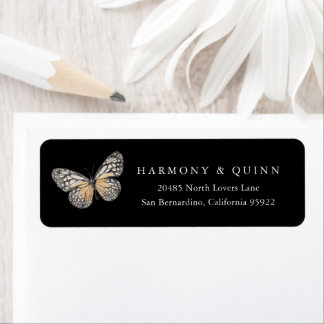 Étiquettes d'adresse de retour de mariage papillon