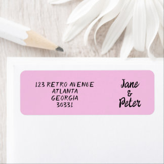 Étiquettes d'adresse de retour de mariage rose et