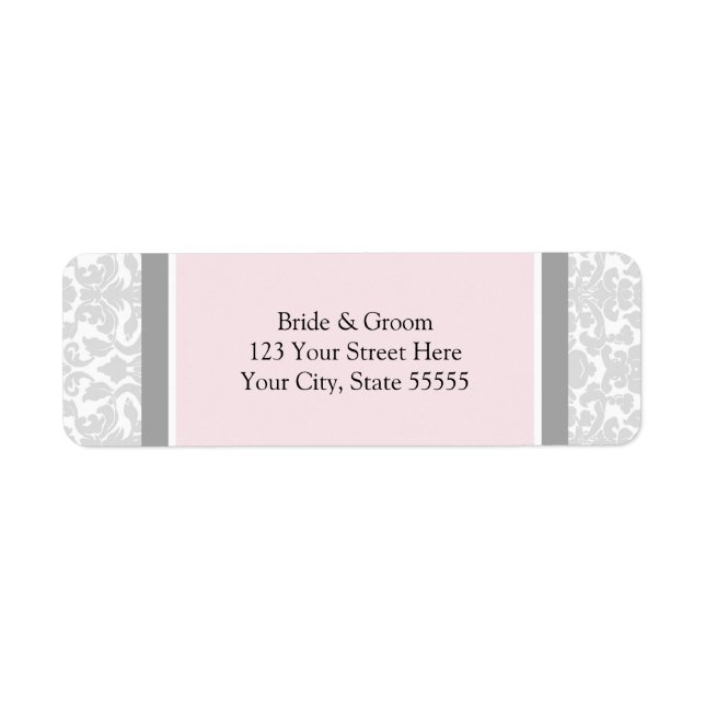 Étiquettes d'adresse de retour de Mariage rose gri (Devant)