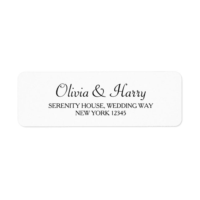 Étiquettes d'adresse de retour de Mariage simple e (Devant)