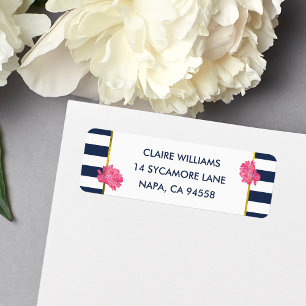 Étiquettes d'adresse de retour de Navy Stripe & Pi