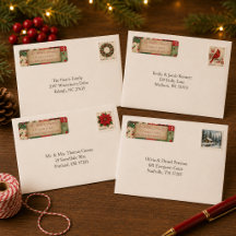 Étiquettes d'adresse de retour de Noël en patchwor