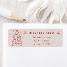Étiquettes d'adresse de retour de Noël rose