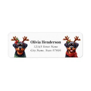 Étiquettes d'adresse de retour de Noël Rottweiler