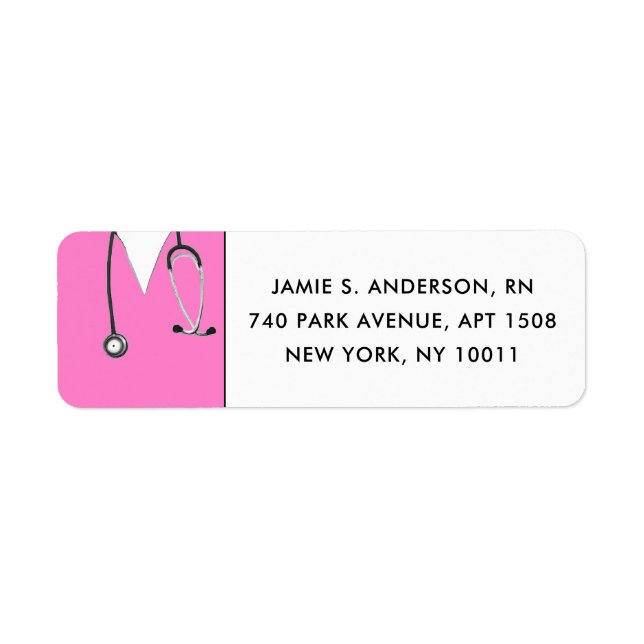 Étiquettes d'adresse de retour de Nurse Pink (Devant)