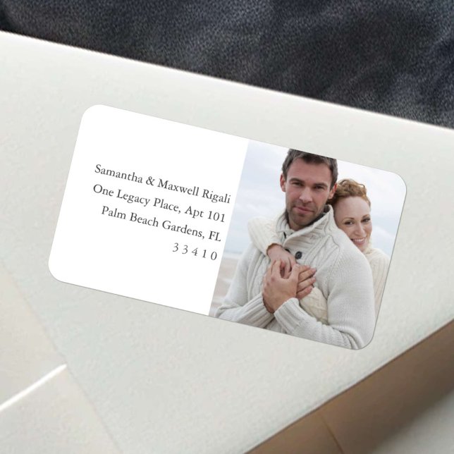 Étiquettes d'adresse de retour de photo minimes mo (Custom photo return address labels large personalize with your picture by Do Tell A Belle)