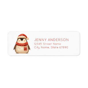 Étiquettes d'adresse de retour de pingouin mignon