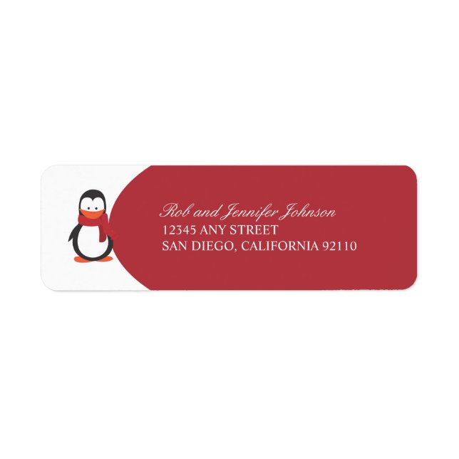 Étiquettes d'adresse de retour de pingouin-rouge (Devant)
