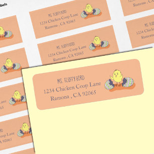 Étiquettes d'adresse de retour de poussin fantaisi