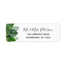 Étiquettes d'adresse de retour des Feuilles tropic