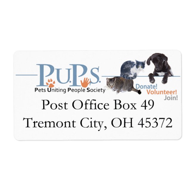 Étiquettes d'adresse de retour des PUP (Devant)